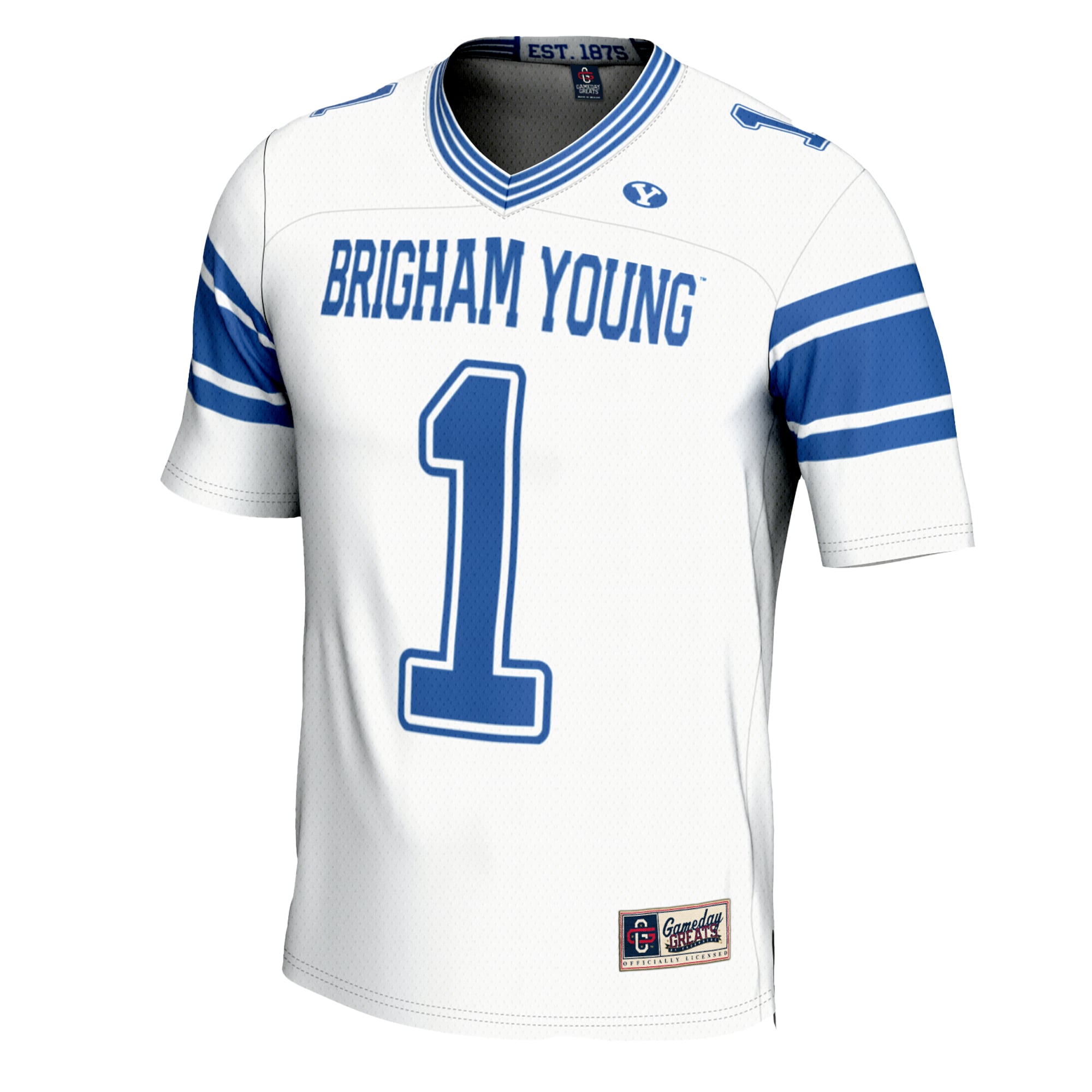 Youth #1 White BYU Cougars Football Jersey
