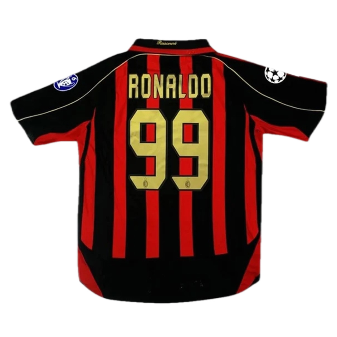 Moisture Wicking RONALDO 99 AC Milan 0607 Retro Champion League Home