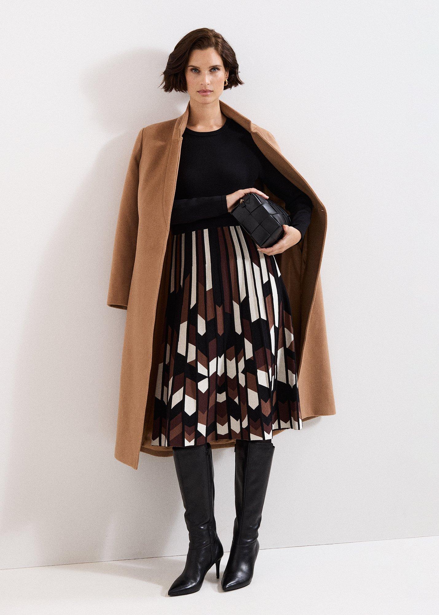 Maci Fit and Flare Pleated Knit Dress