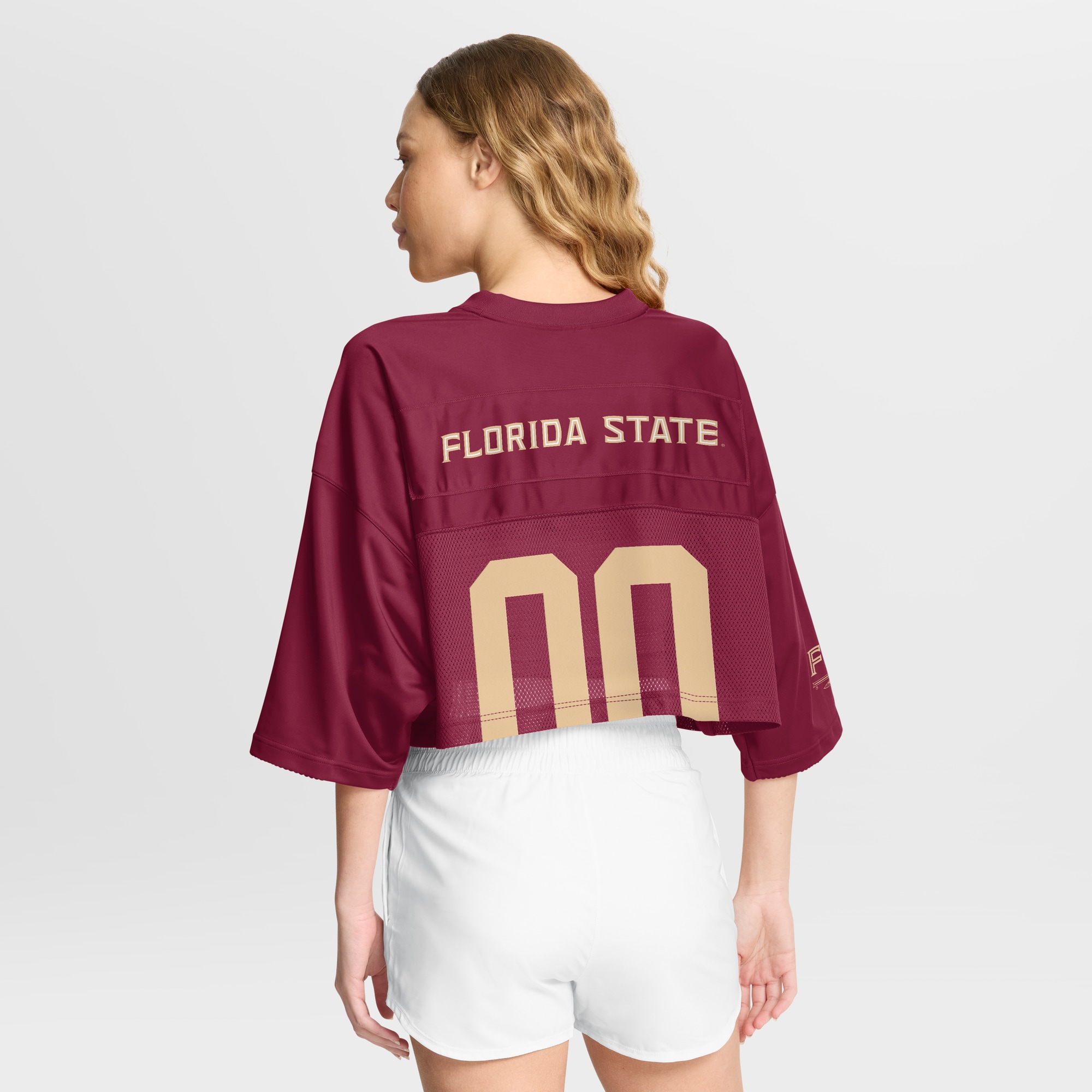 [NJP] Florida State Seminoles Women's Cropped Mesh Dri-FIT Fashion Jersey - Garnet