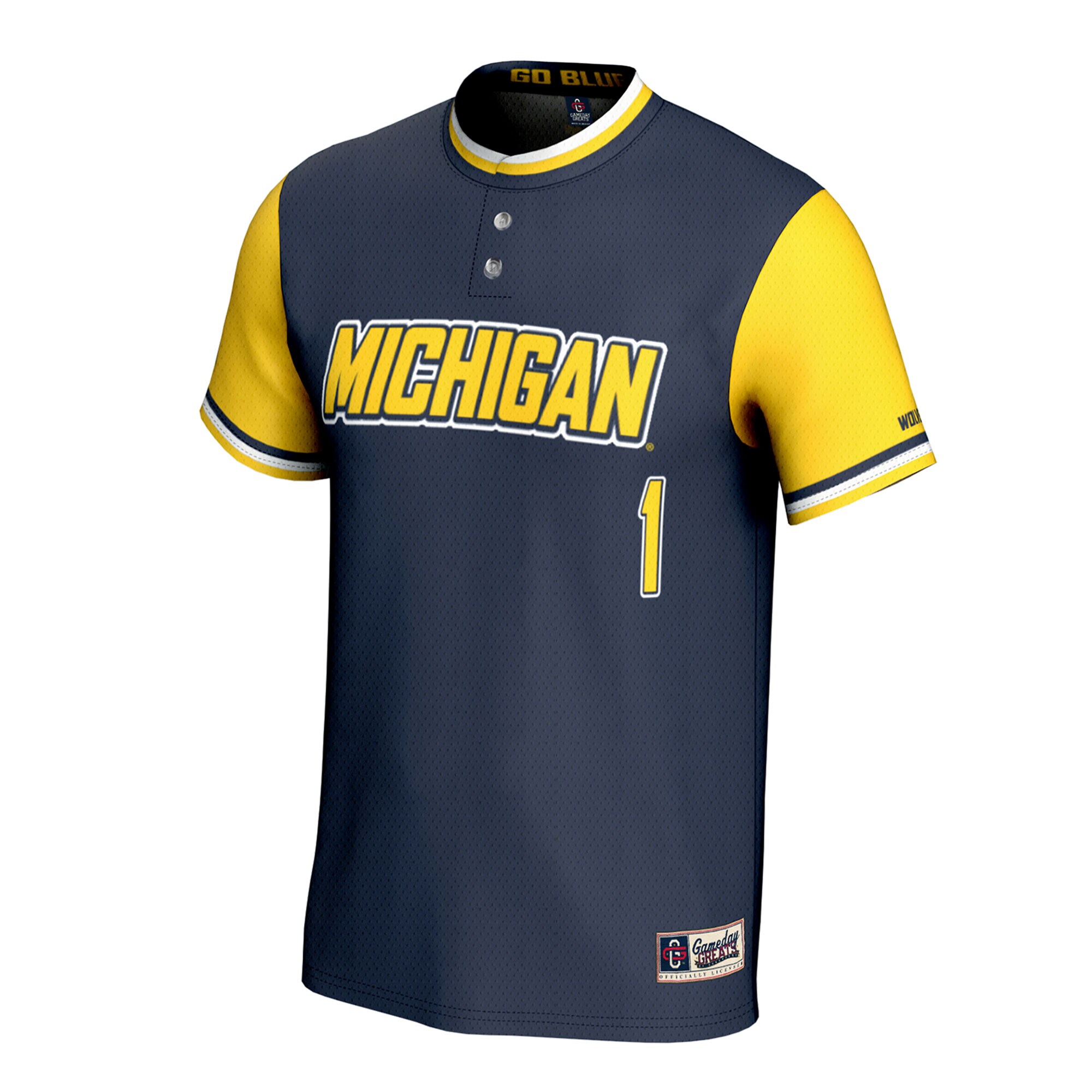 [DDG] Michigan Wolverines GameDay Greats Youth Lightweight Collegiate Softball Fashion Jersey - Navy