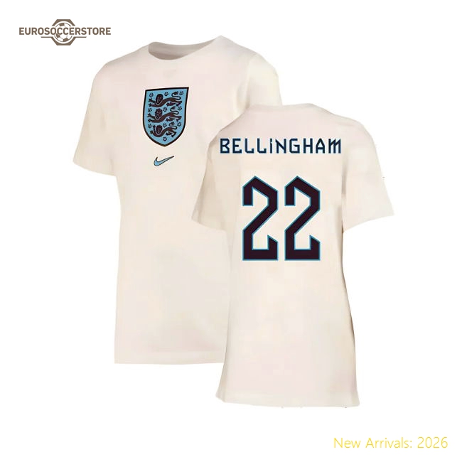 2022-2023 England Crest Tee (White) - Kids (Bellingham 22)