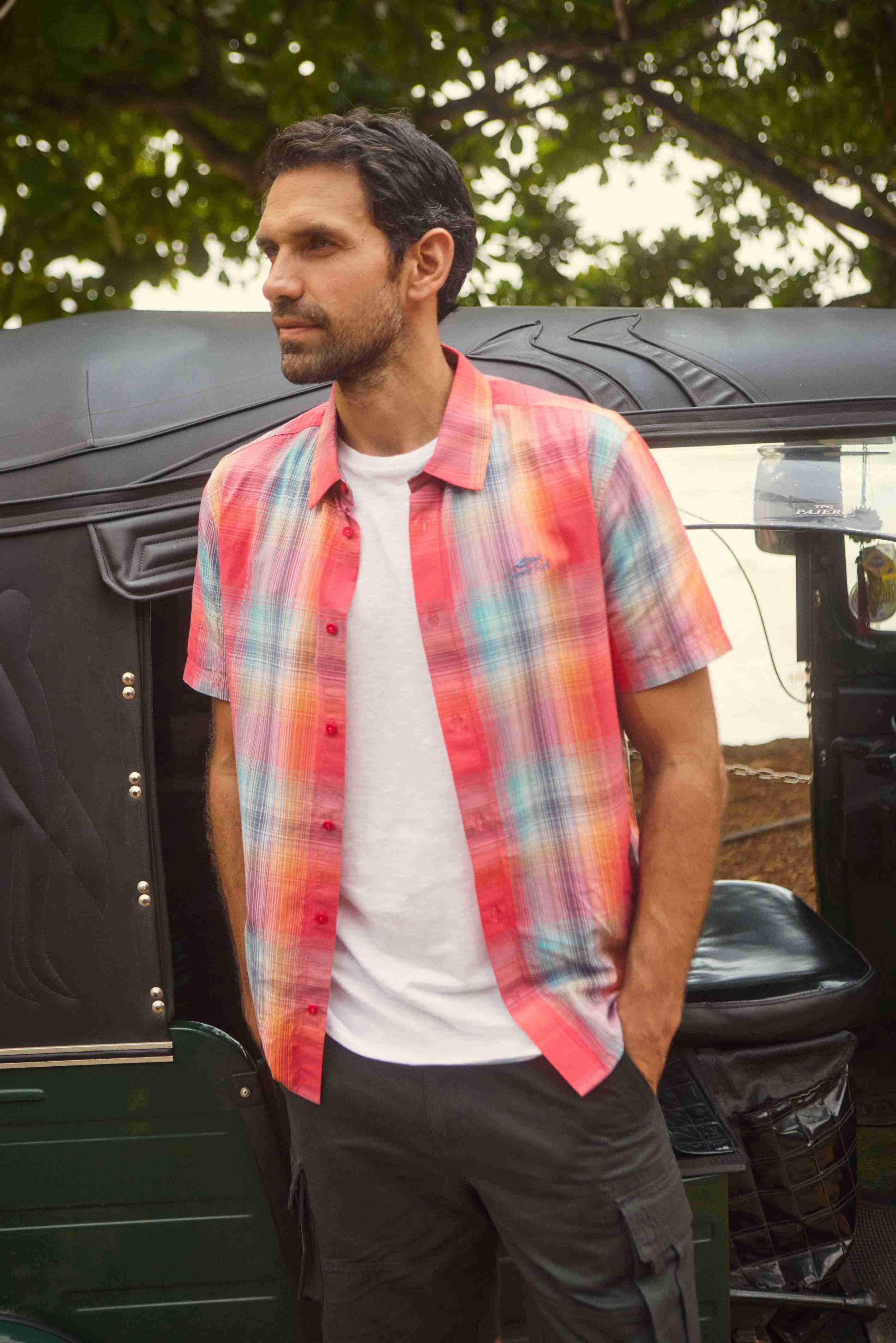 Judd Short Sleeve Check Shirt Flamingo