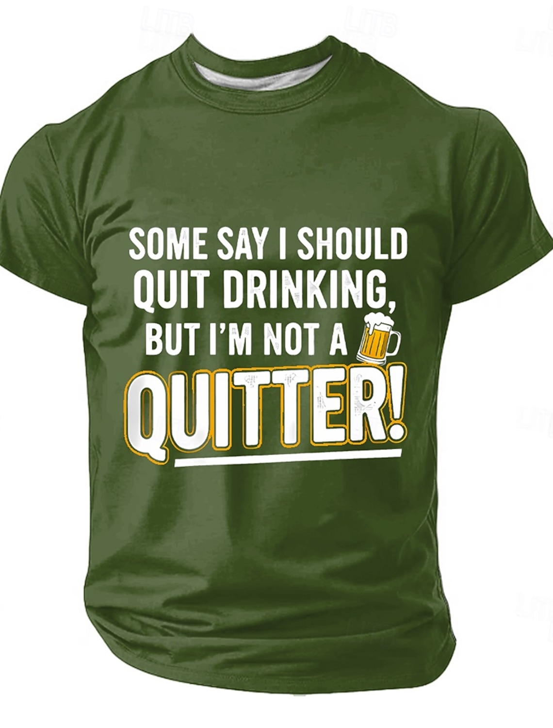 Men's Some Say I Should Quit Drinking But I'm Not A Quitter Beer Mug Funny Humorous Sarcastic Alcohol T Shirt Tee Graphic Regular Fit Party Bar BBQ Pub Birthday Gift Designer Clothing Apparel S M L XL