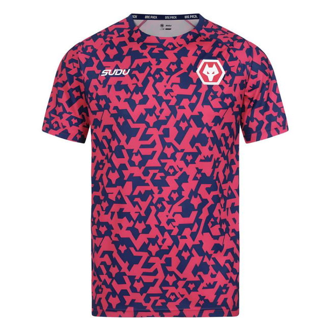 2024-2025 Wolves Pre Match T-Kit - Blue/Pink
