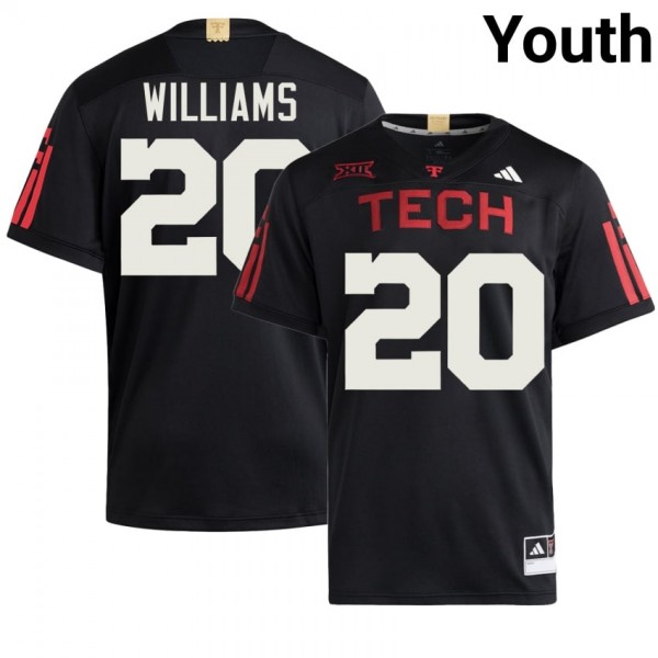 Texas Tech Red Raiders #20 J'Koby Williams Youth Stitch Jersey - Black