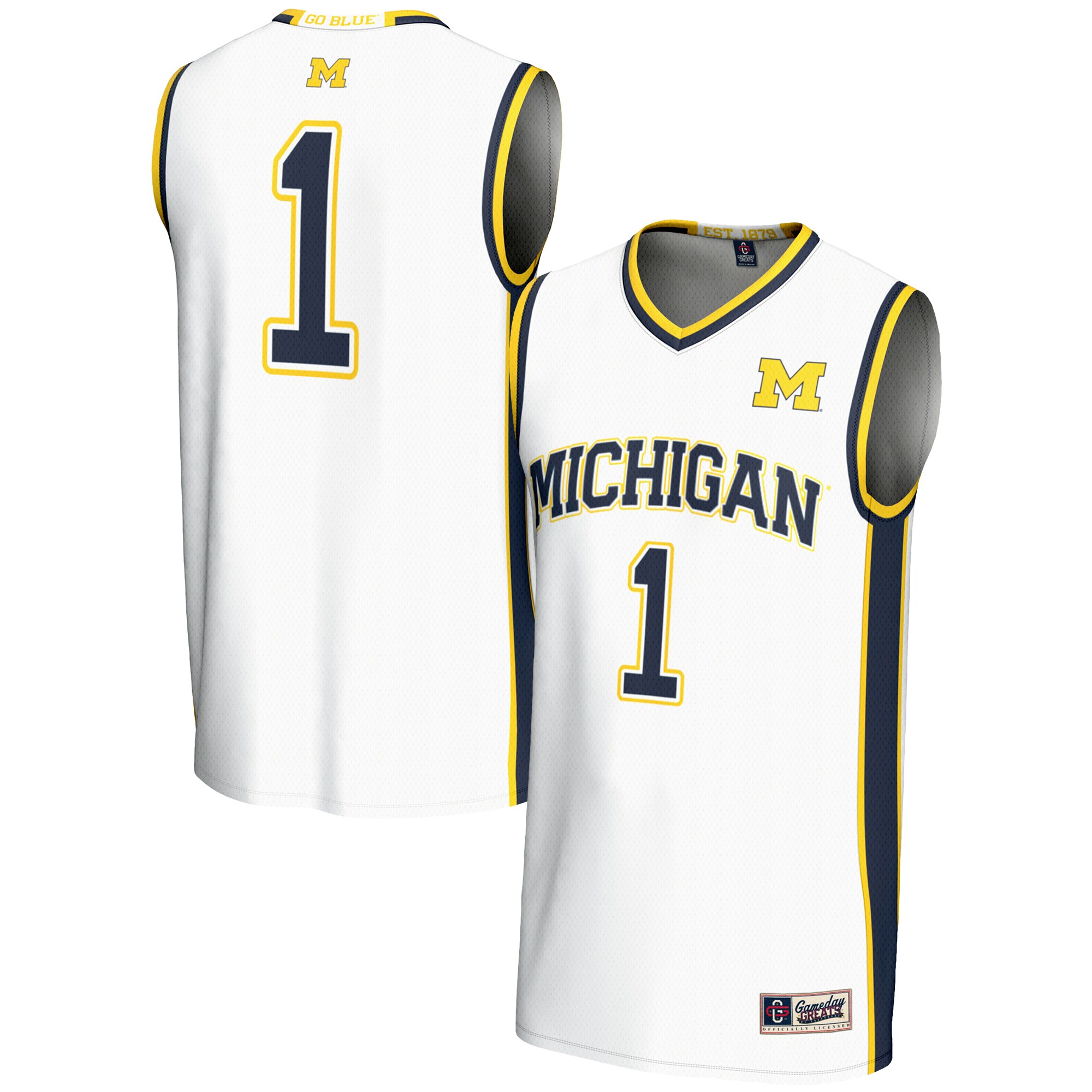 [DDG] Michigan Wolverines GameDay Greats Unisex Lightweight Basketball Jersey - White