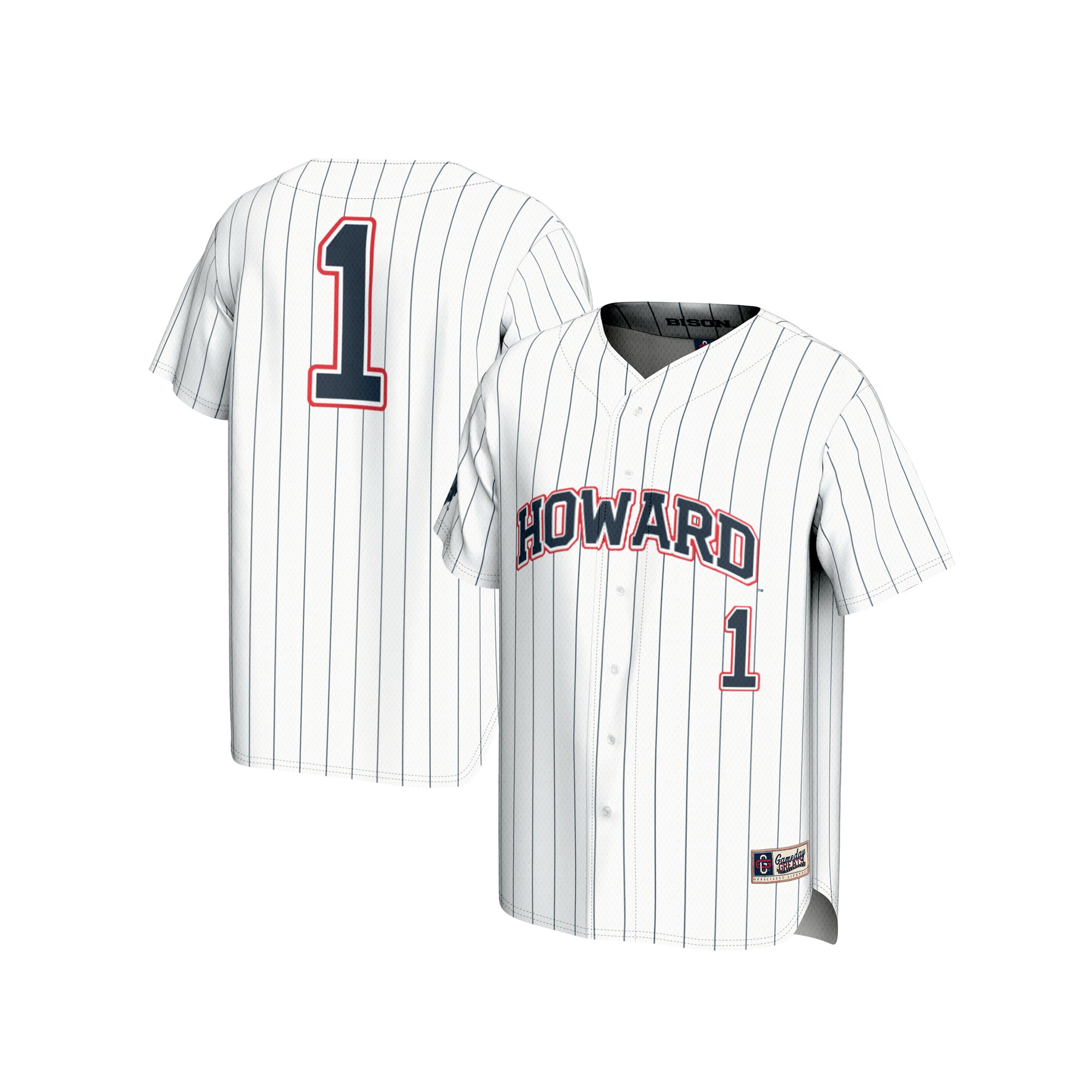 [NJP] Howard Bison GameDay Greats Unisex Lightweight Baseball Fashion Jersey - White