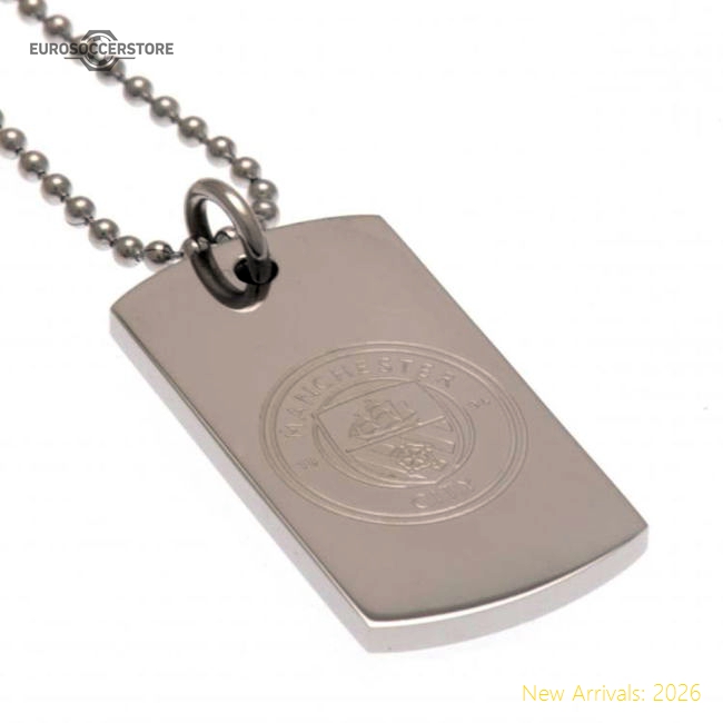 Official Manchester City Fc Engraved Dog Tag & Chain - Premium
