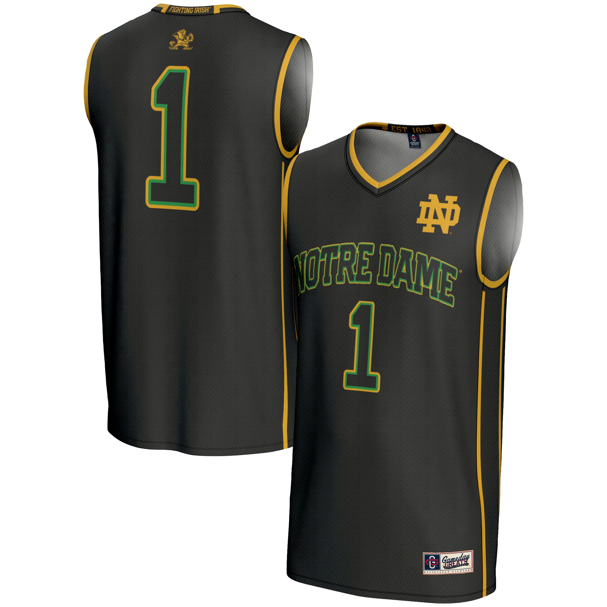 [NJP] Notre Dame Fighting Irish GameDay Greats Lightweight Basketball Jersey - Black