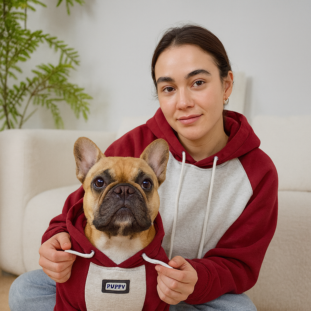 Pawtino Frenchie Human Matching Hoodie – Plus Velvet Sweatshirt for Dog and Owner