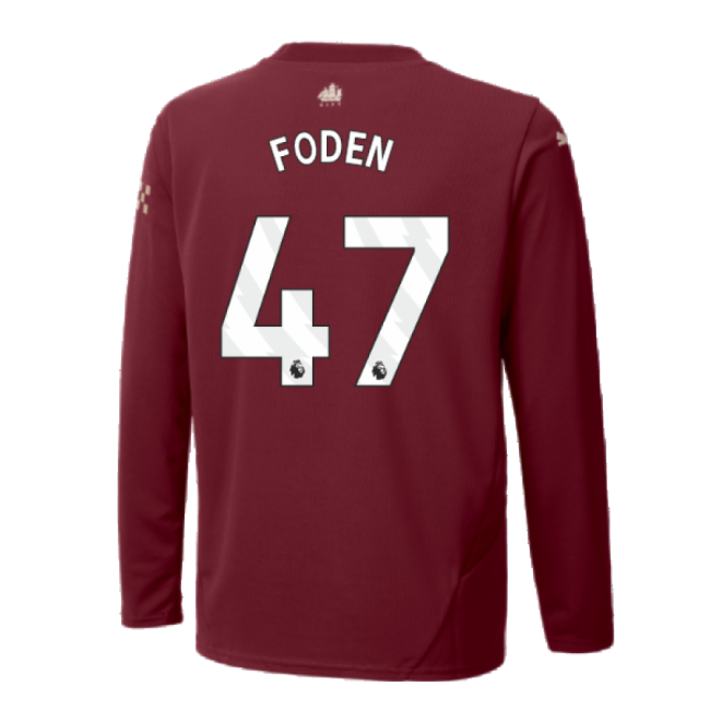 Top Tier Football Man City Third Long Sleeve Shirt Kids Foden #47 ...