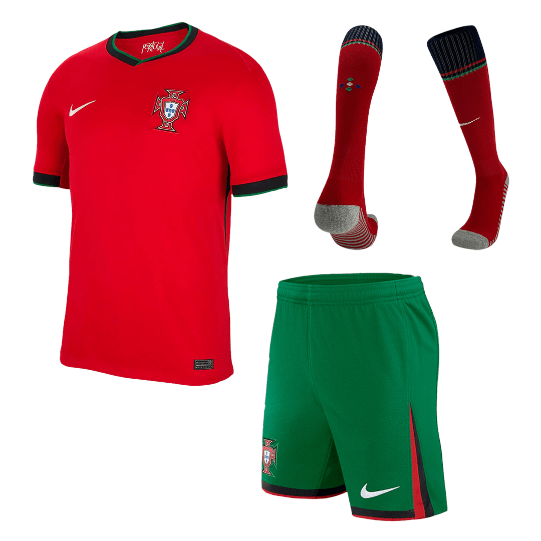 [Super Quailty] Men's Portugal Home Jersey Full Kit Euro 2024Authentic