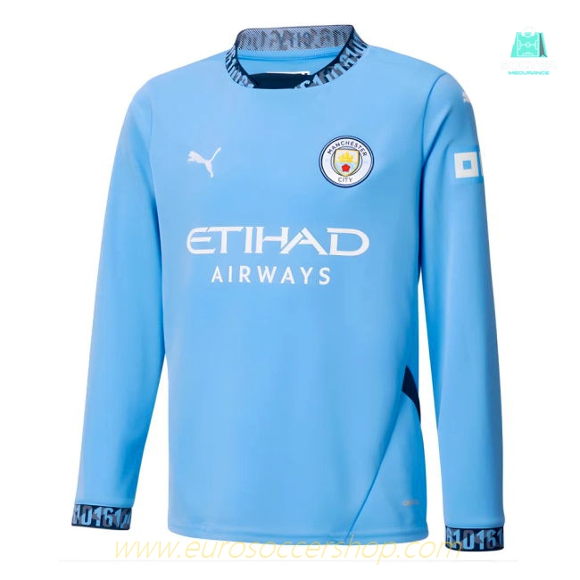 2024-2025 Man City Home Long Sleeve Shirt (Kids) (Foden 47)