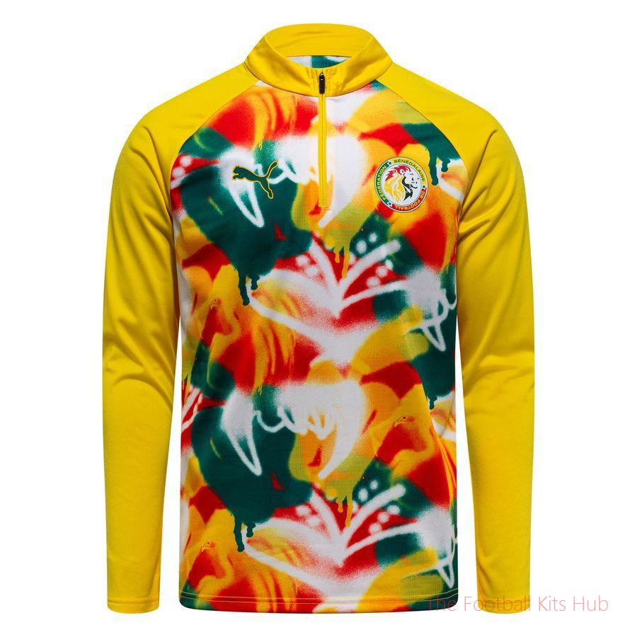 Senegal Training Shirt Pre Match 1/4 Zip World Cup 2026 - Yellow/Green/Multicolor