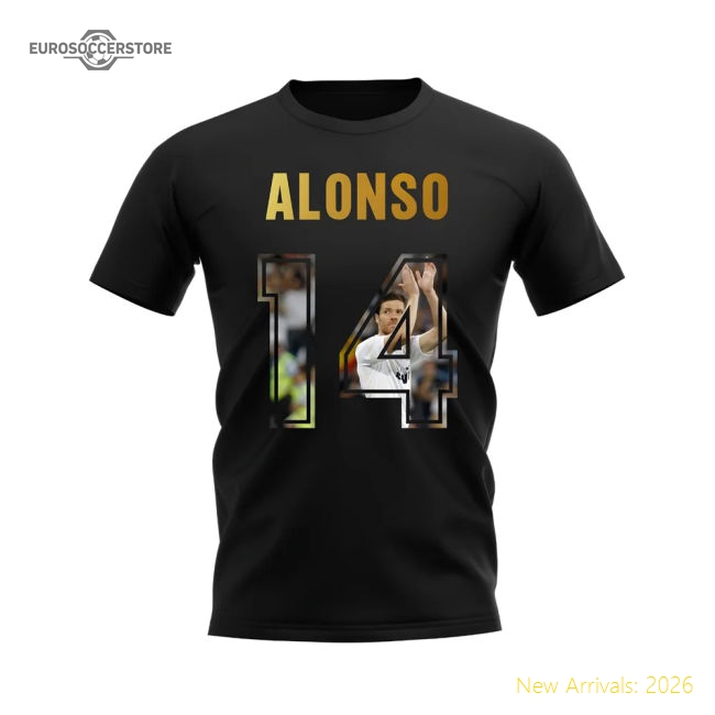 Official Xabi Alonso Name And Number Real Madrid T-Shirt (Black)