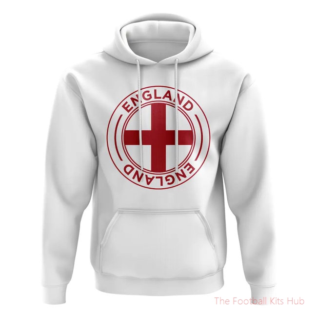 Men England Football Badge Hoodie (White) UEFA Euro