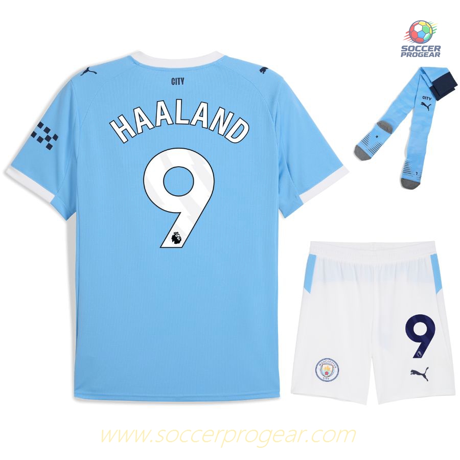Manchester City Home Child Kit Shirt 2025/26 Collection Haaland