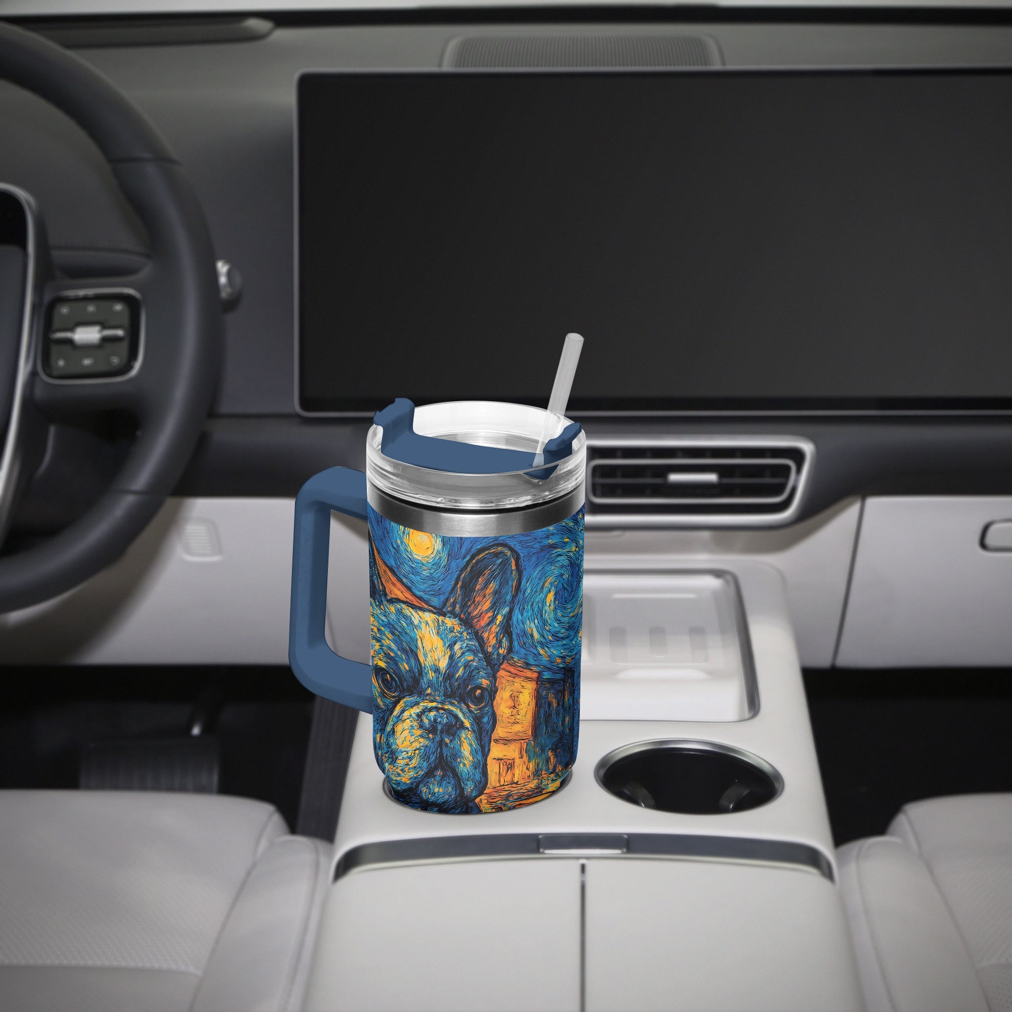 Frenchie Safe Reuben - Non-slip Car Tumbler Cup Winter Wear