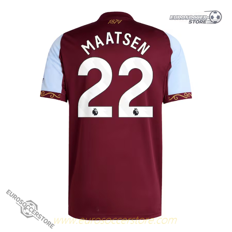 Aston Villa 25-26 Home Version MAATSEN Number 22 Football Jersey