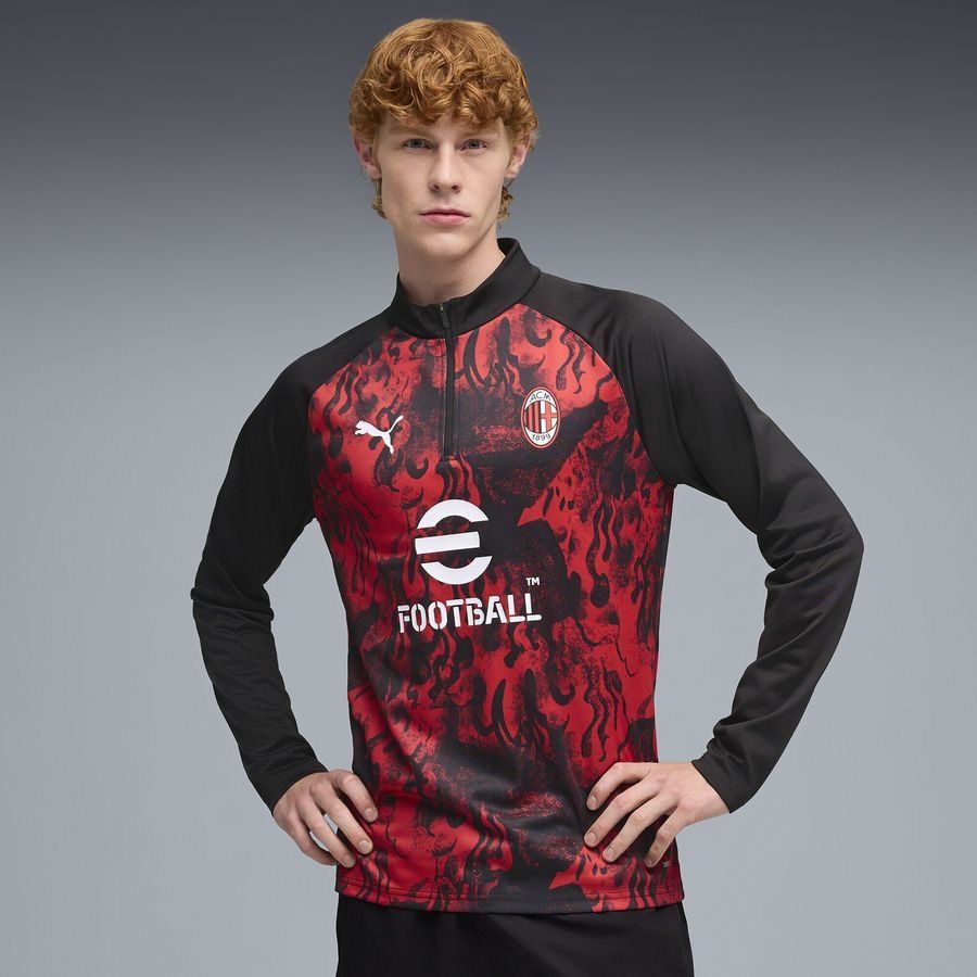 Milan Training Shirt Pre Match 1/4 Zip - For All Time Red/PUMA Black