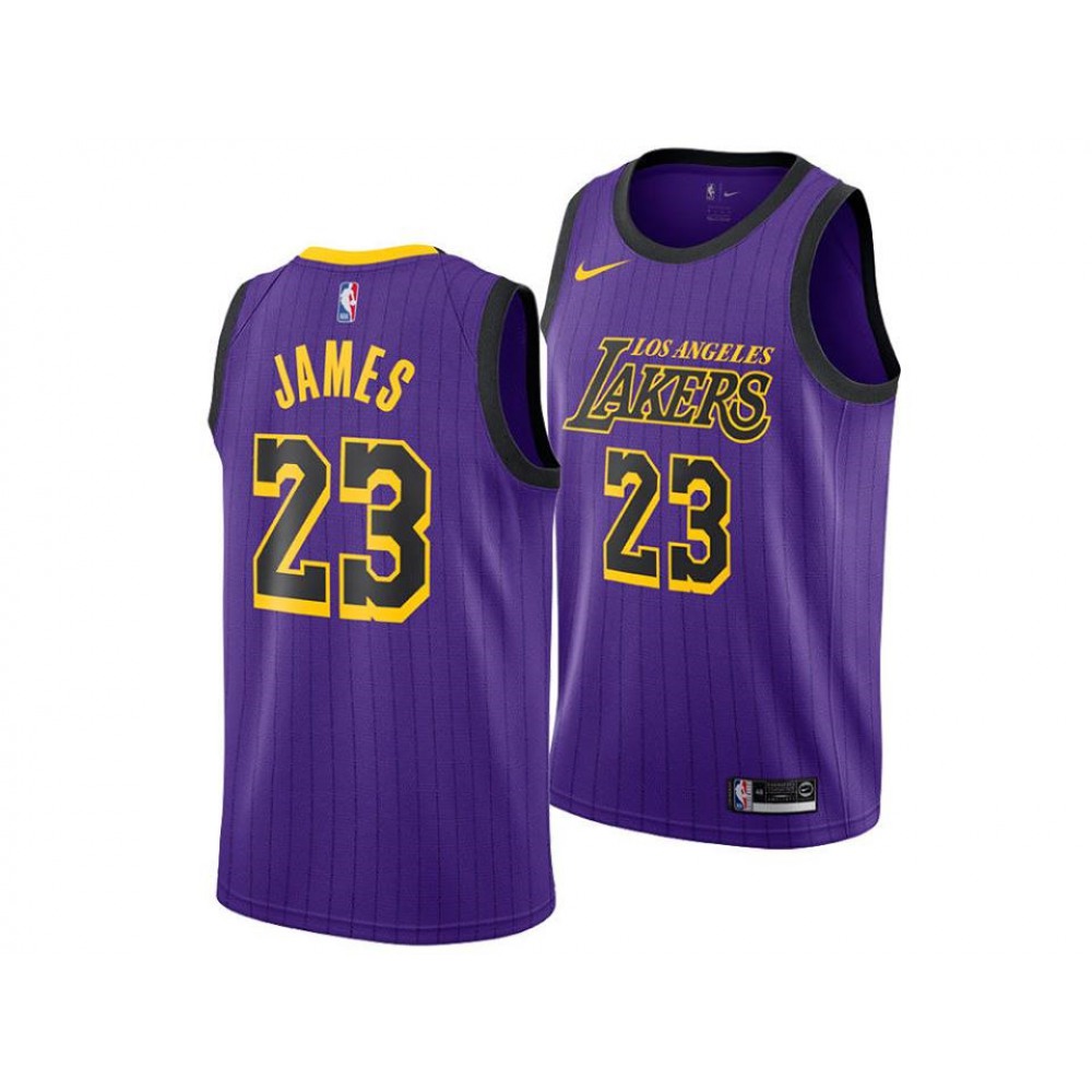 Cost-Effective Men's Lakers #23 LeBron Purple Basketball Jersey