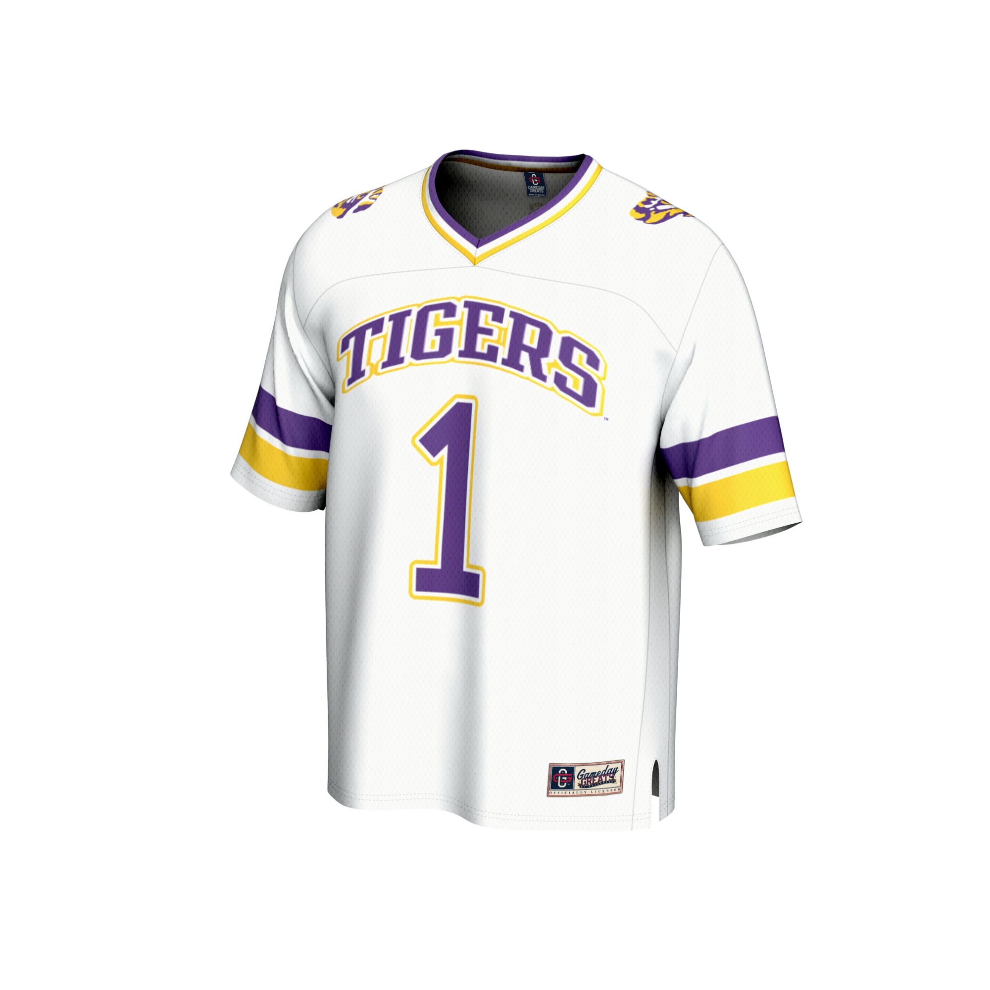 Youth #1 White LSU Tigers Collegiate Football Fashion Jersey