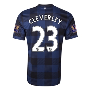 13-14 Manchester United 23 CLEVERLEY Away Black Jersey Shirt -
