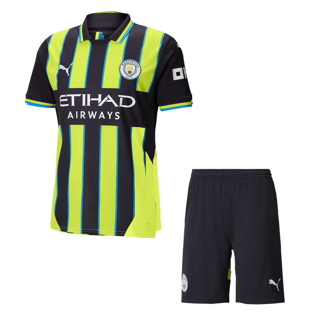 Manchester City Away Soccer Jersey Kit(Jersey+Shorts) 2024/25Authentic