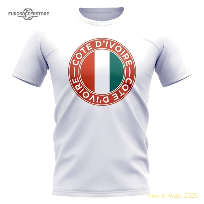 Top-grade Cote Divoire Football Badge T-shirt (white) - Affordable