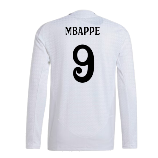 2024-2025 Real Madrid Authentic Long Sleeve Home Kit (mbappe 9)