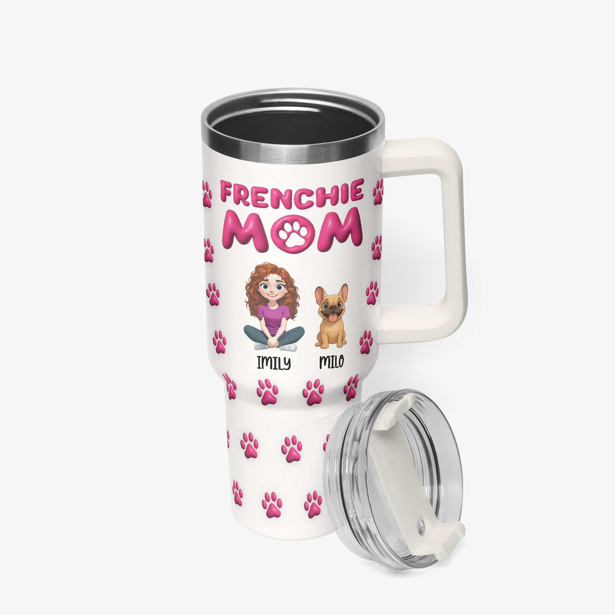 French Bulldog Frenchie Mom Personalized Car Tumbler Cup Durable Dog Item