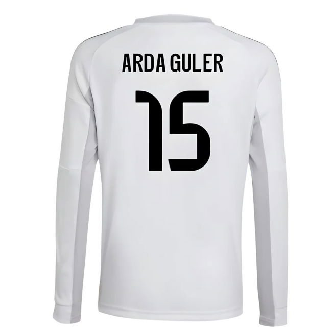 2025-2026 Real Madrid Long Sleeve Home Shirt (Kids) (Arda Guler 15)