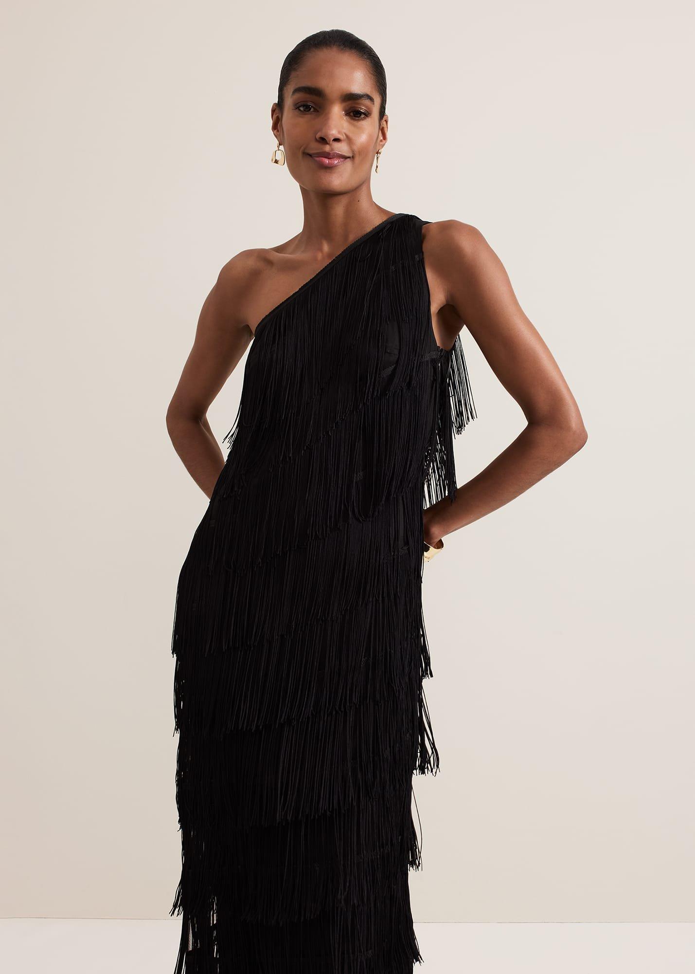 Otto One Shoulder Fringe Maxi Dress