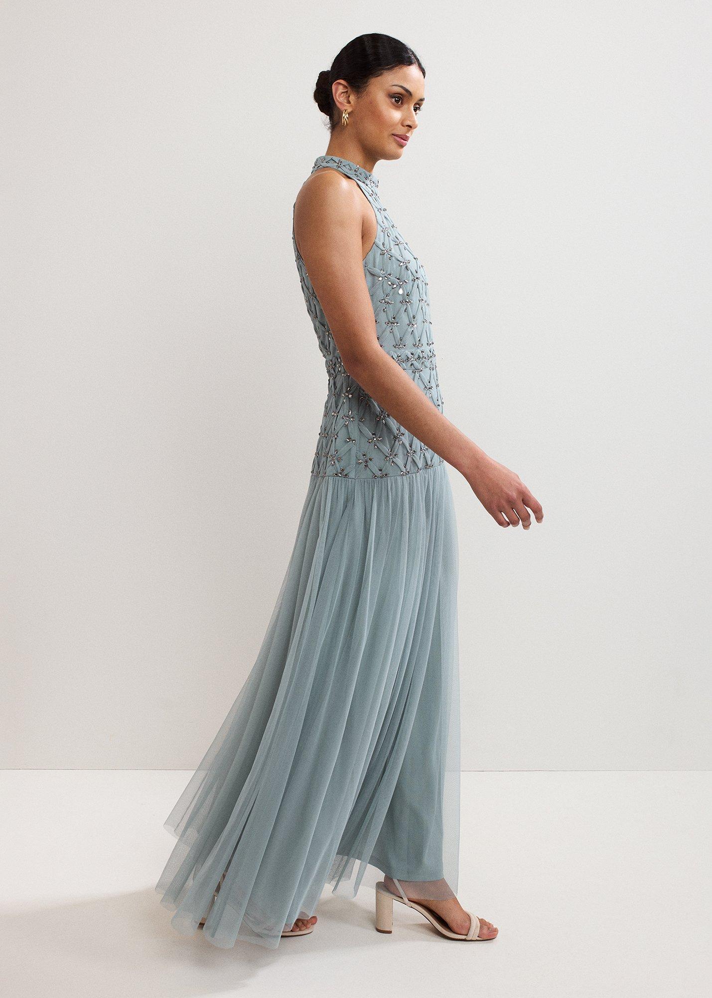 Nola Dropped Hem Sequin Maxi Dress