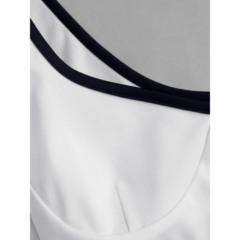 Contrast Piping Corset Style Crop Tee BW5211