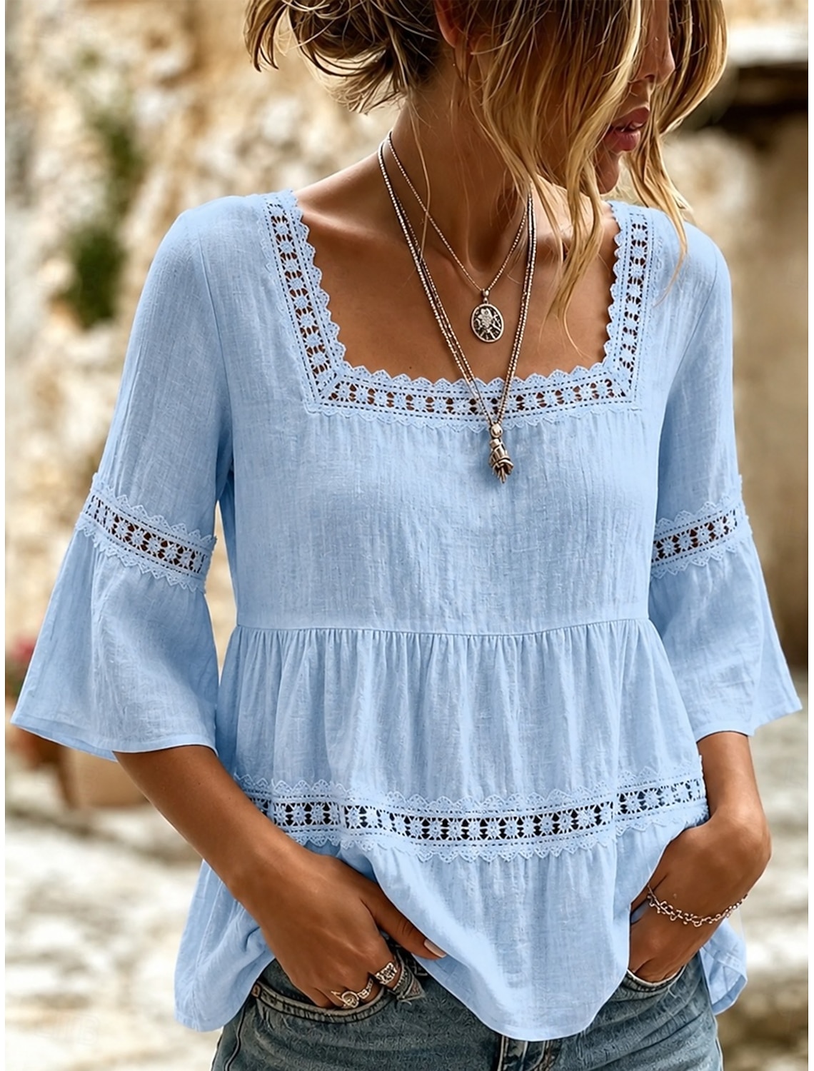 Women's Midi Dress Linen-feel Dresses Shift Dress Summer Dress Classic Casual Daily Loose Fit Plain Short Sleeve Crew Neck Blue Yellow Green Beige Summer Spring