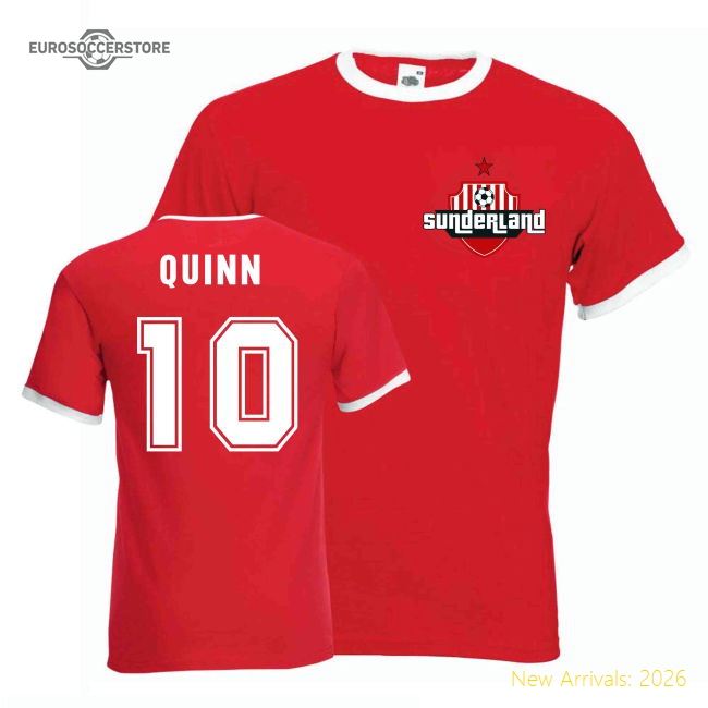 Niall Quinn Sunderland Ringer Tee Red English Football Collection