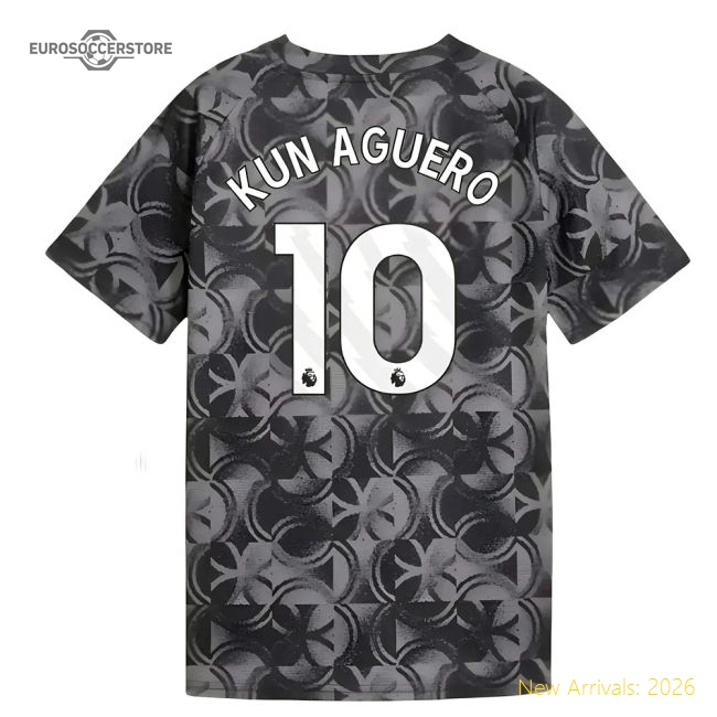 Classic 2025-2026 Man City Warm Up Jersey Black - Kids Kun Aguero 10
