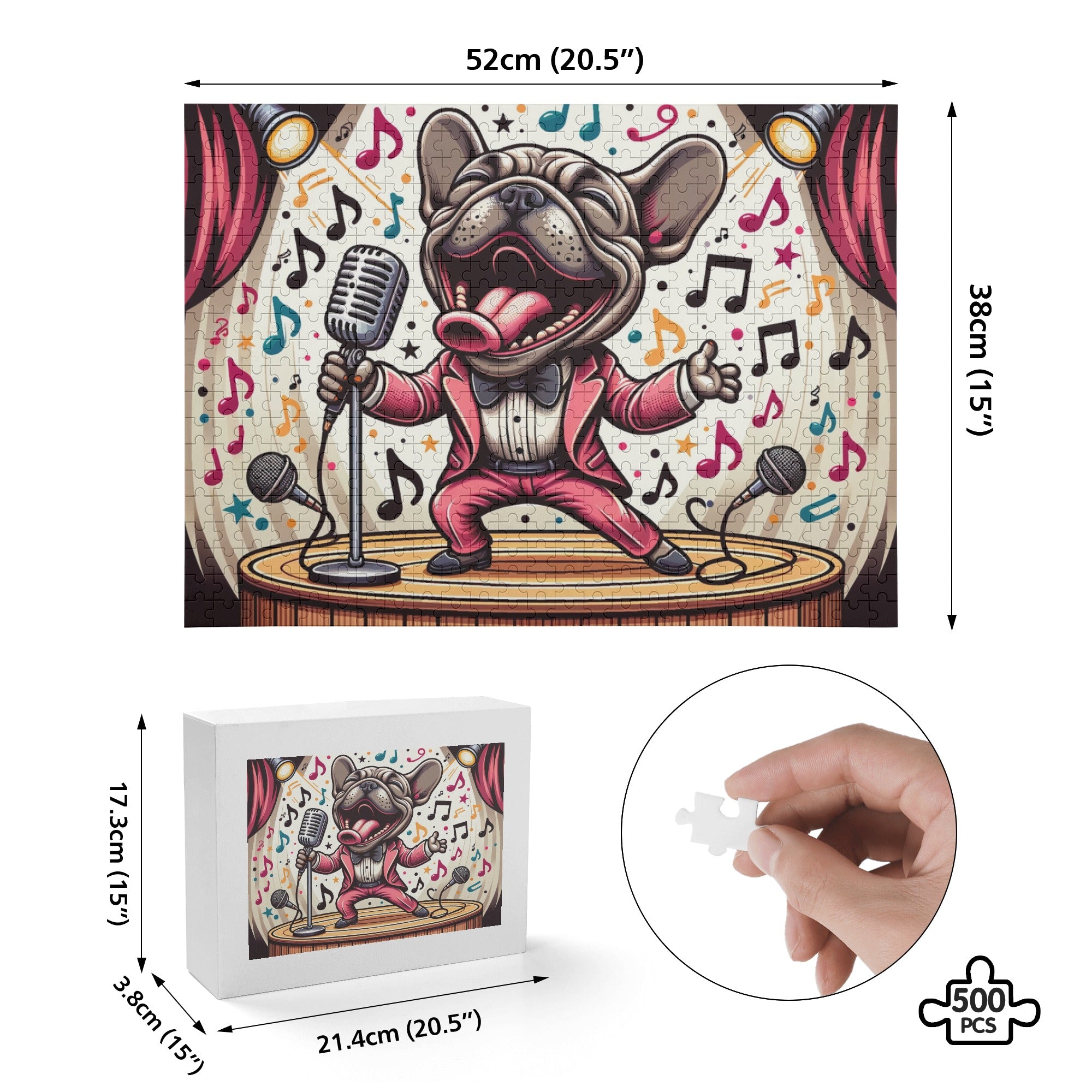 French Bulldog Duke 500 Piece Wooden Puzzle Essential Dog Supply