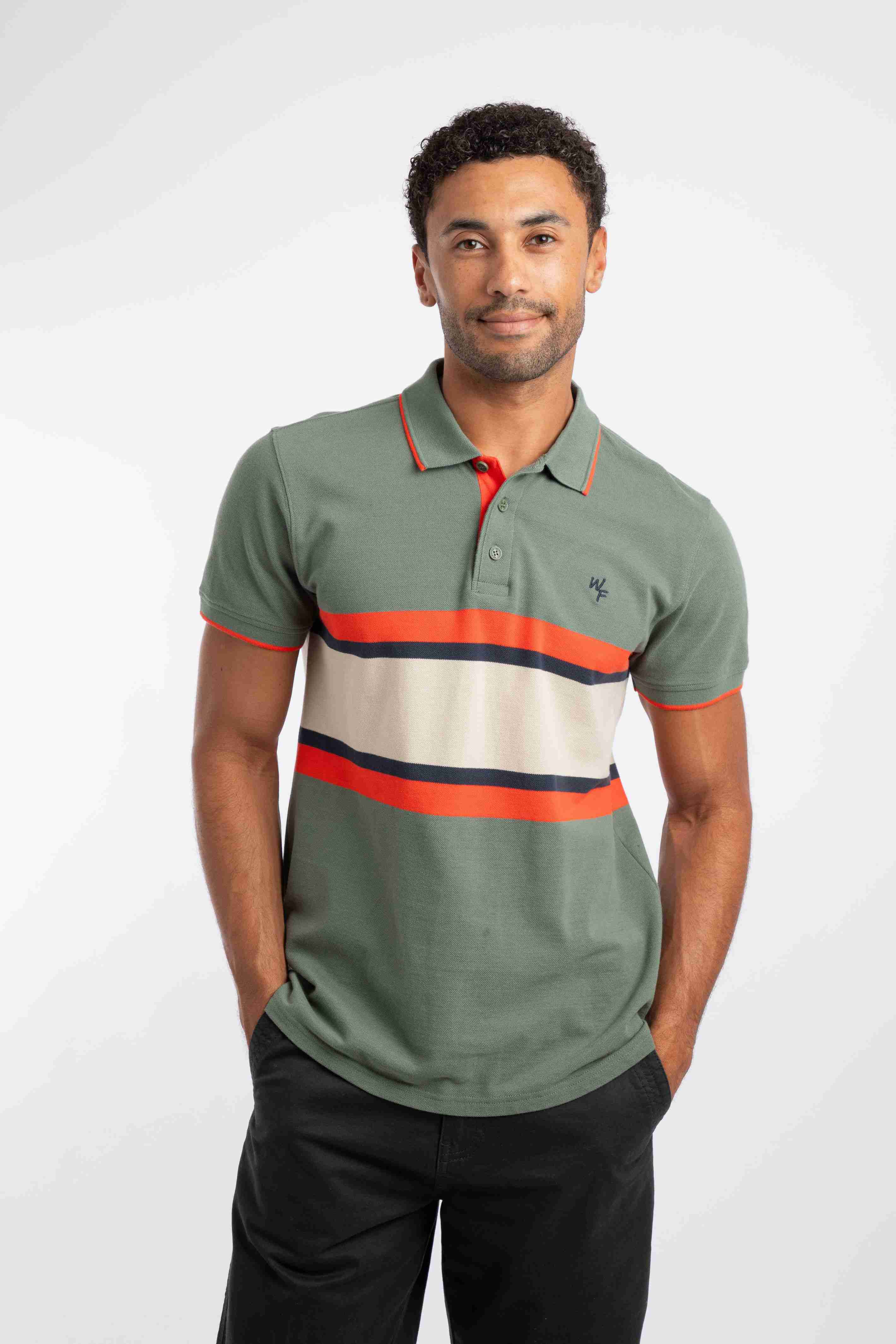 Bradbury Pique Stripe Polo Shirt Woodland Sage