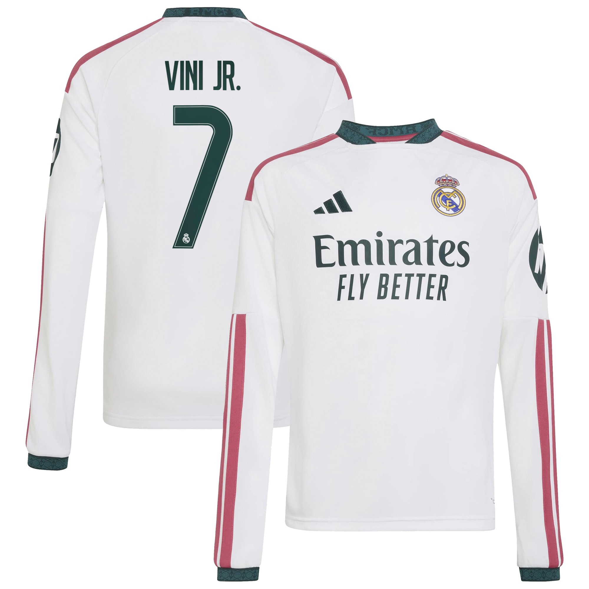 [JED] Vini Jr. Real Madrid Youth 2026/27 Home Replica Long Sleeve Jersey - White