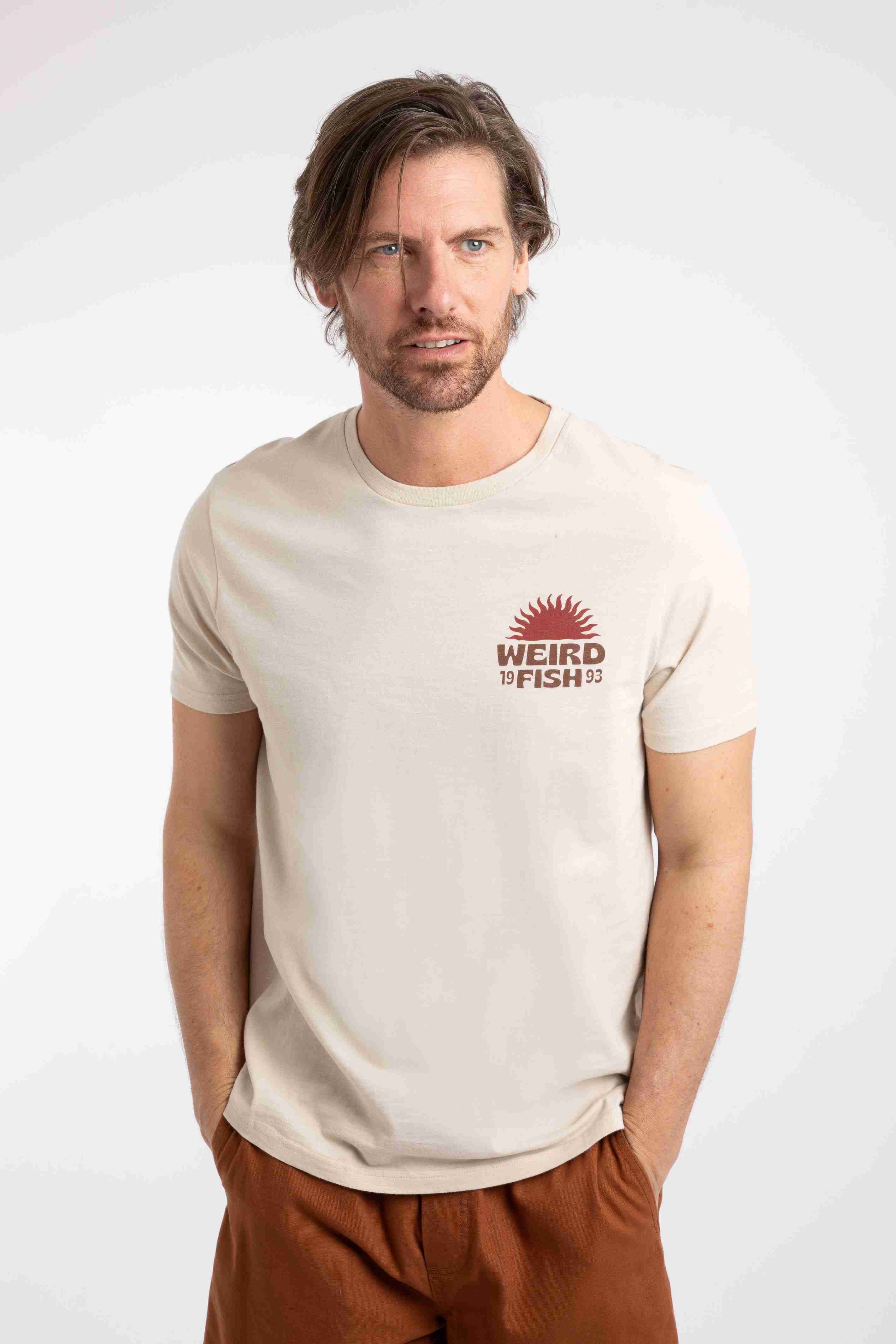 Sun Beam Back Print Graphic T-Shirt Egg Shell