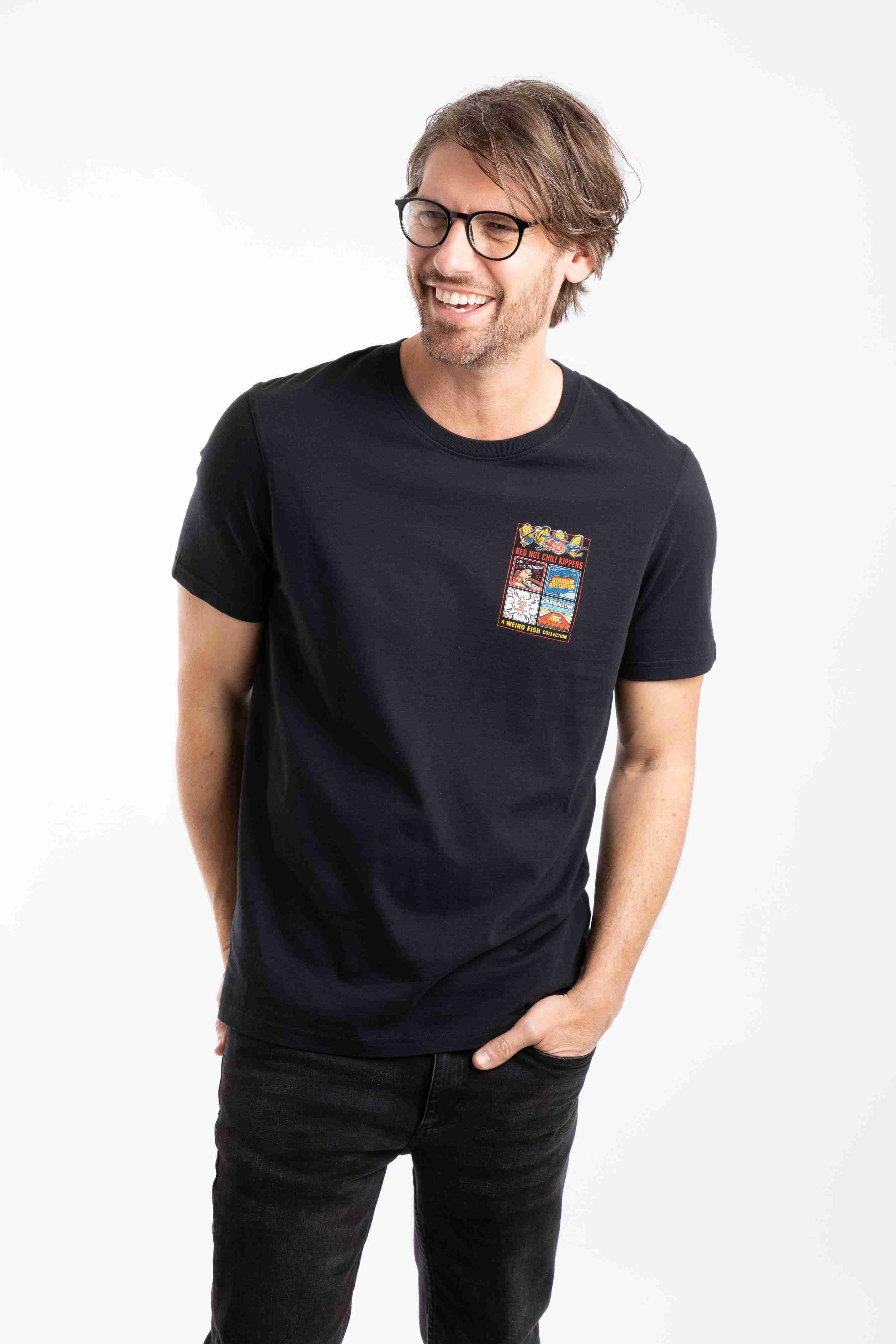 Chili Kippers Back Print Artist T-Shirt Black