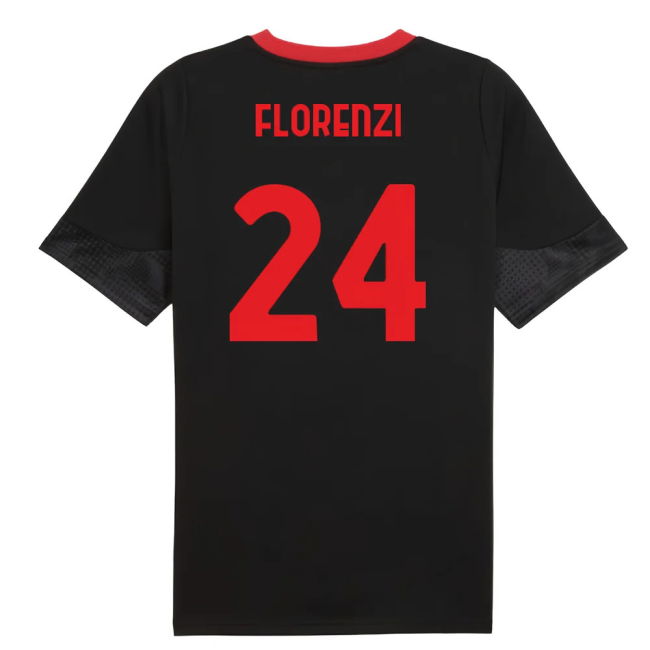 Acm Ac Milan Training Jersey Black Florenzi #24 Ultra Comfort Dedi...