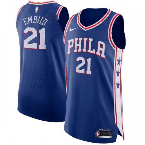 Nike 76ers Blue Joel Embiid #21 Jersey - Affordable Basketball Jersey