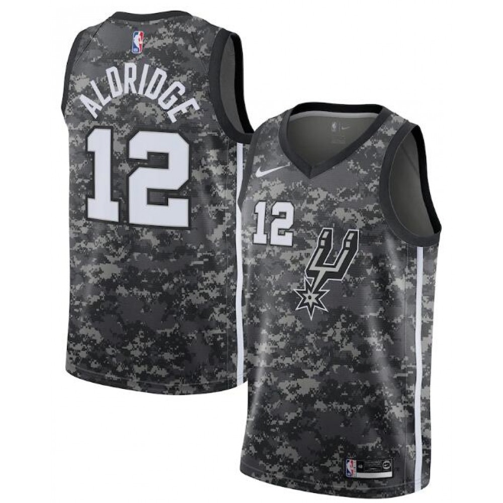 Performance Official Men's Spurs #12 Lamarcus Black Basketball Jersey