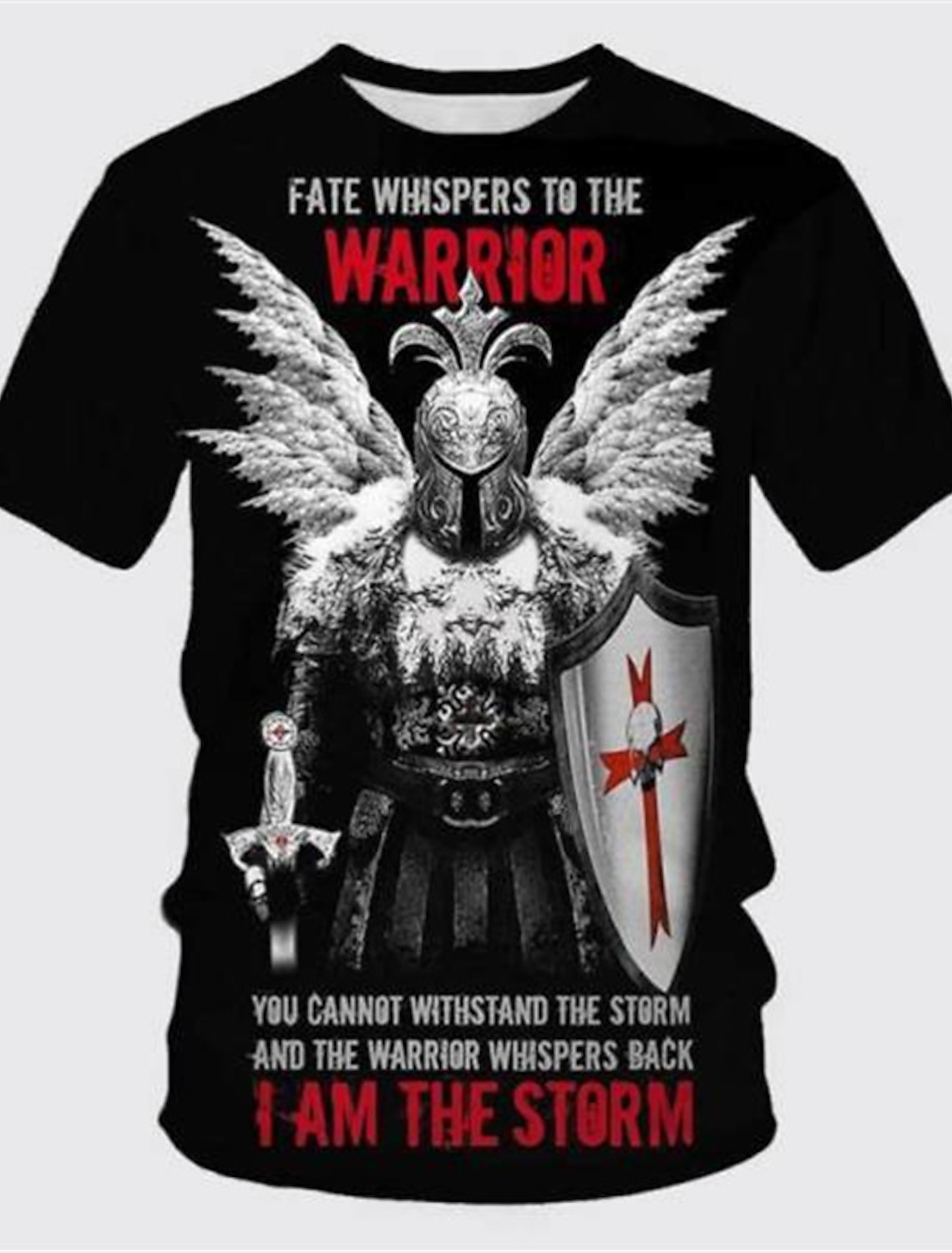 Men's Templar Cross Graphic Prints Soldier T Shirt Christian Shirts