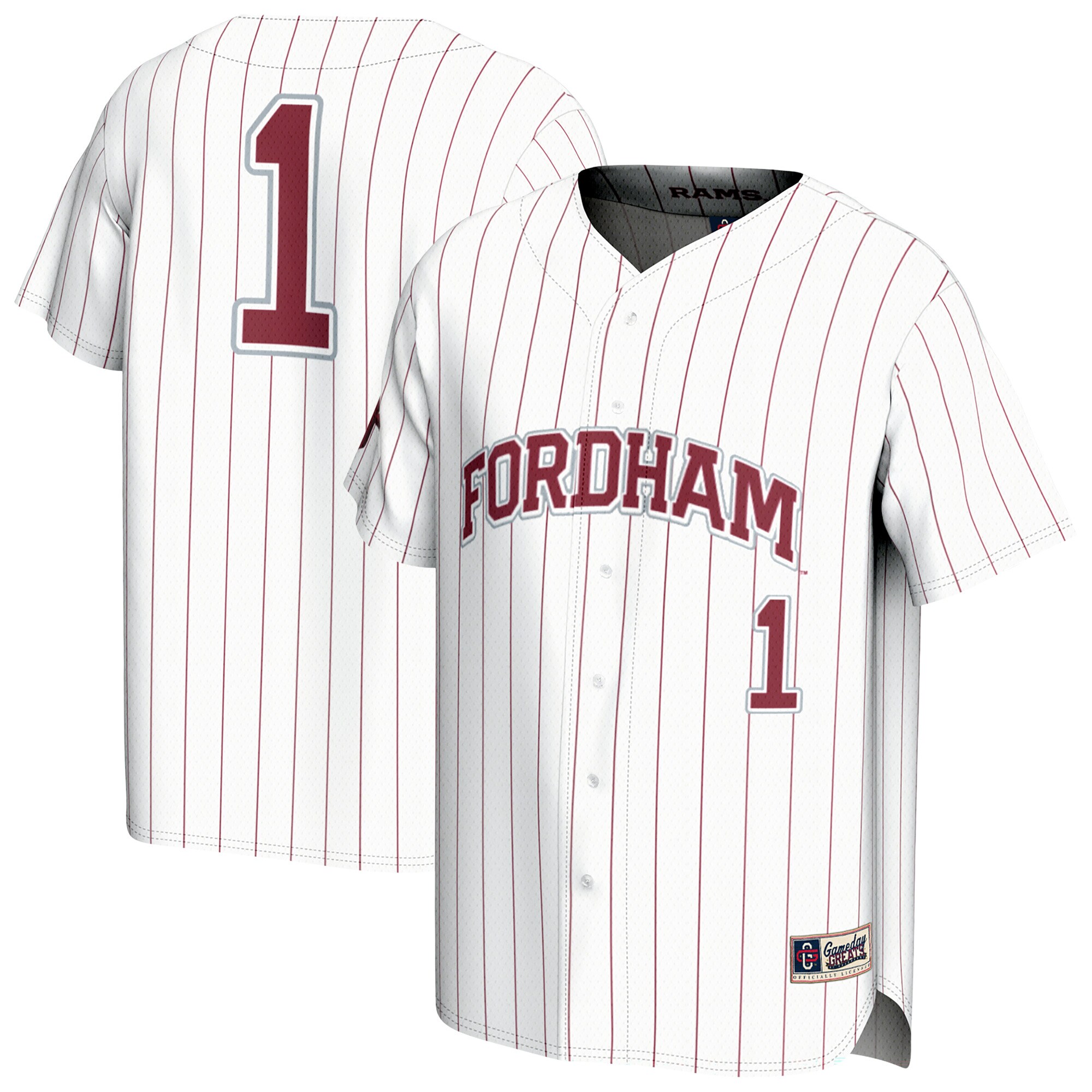 [DDG] Fordham Rams GameDay Greats Unisex Lightweight Collegiate Baseball Fashion Jersey - White