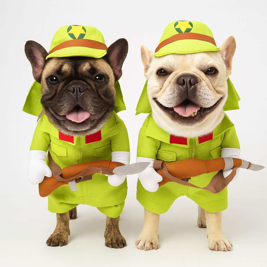 Comfortable Barkrade Frenchie Soldier Costume – Funny Military Hat Fa...